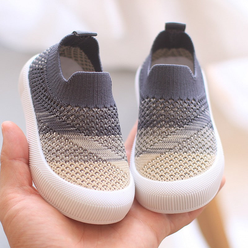 Children's net shoes Boys' single shoes Spring and autumn breathable net shoes girls' kindergarten babies learn to walk and weave a slip-on