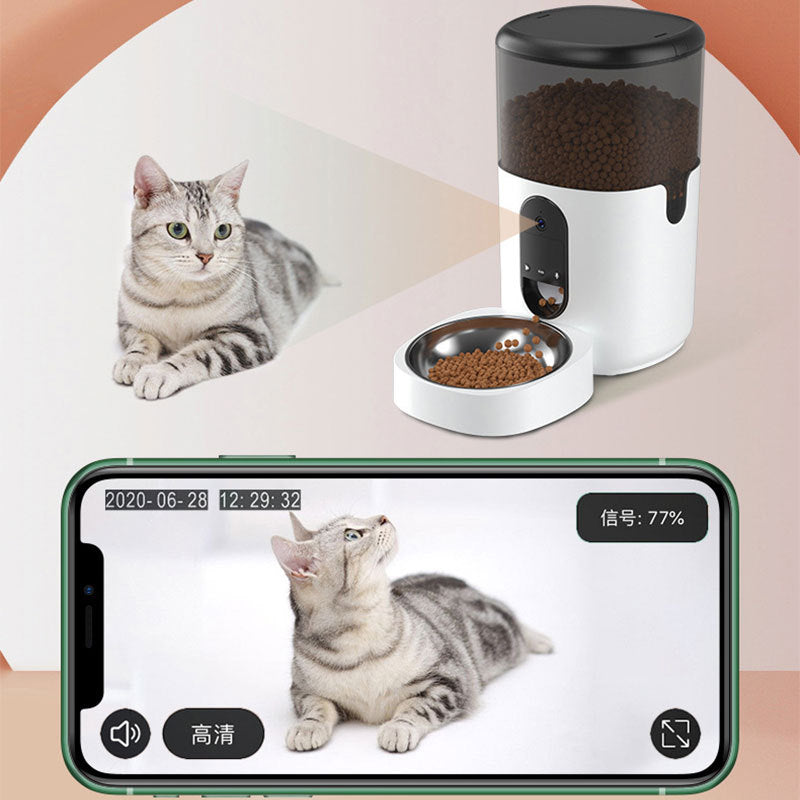 Pet feeder Dog and cat intelligent automatic feeding remote video sing call food timing and quantitative feeding device