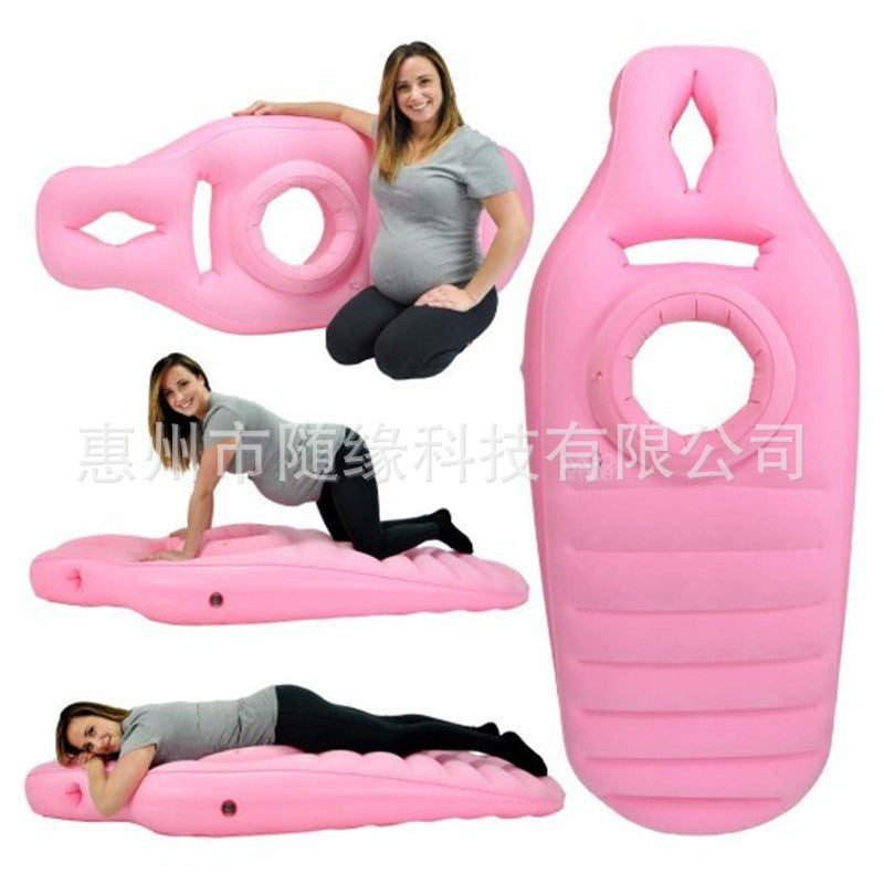 Eco-friendly PVC inflatable maternity mattress pad concave surface flocking thickened indoor and outdoor general storage simple