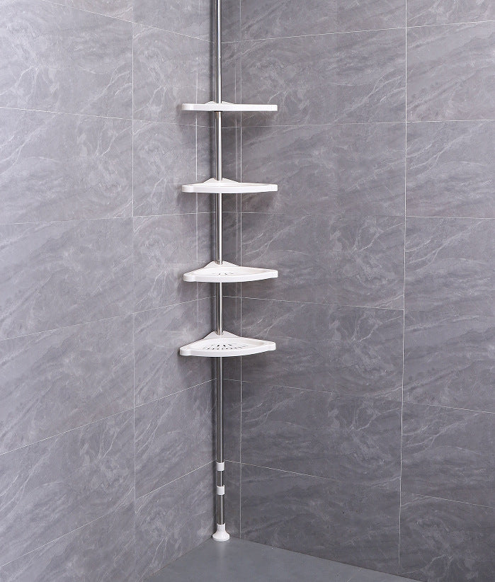 Stainless steel ceiling stand bathroom shelf Toilet retractable corner storage shelf perforation-free corner storage shelf