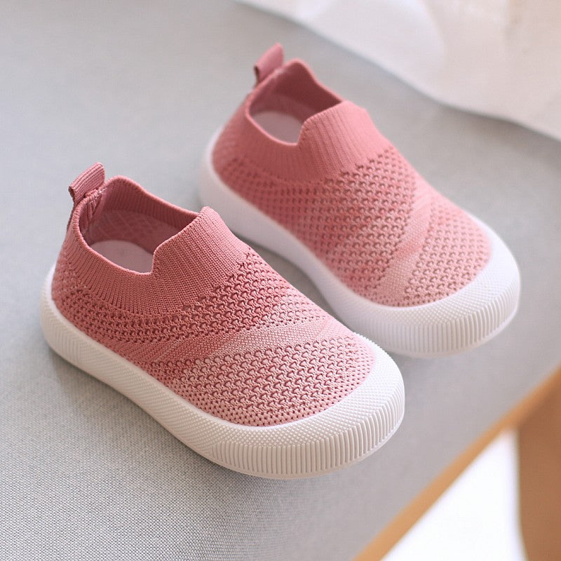 Children's net shoes Boys' single shoes Spring and autumn breathable net shoes girls' kindergarten babies learn to walk and weave a slip-on